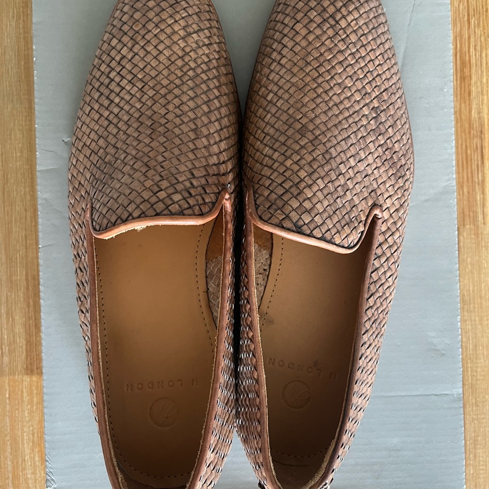 H By Hudson Brown Textured Slip-On Loafers